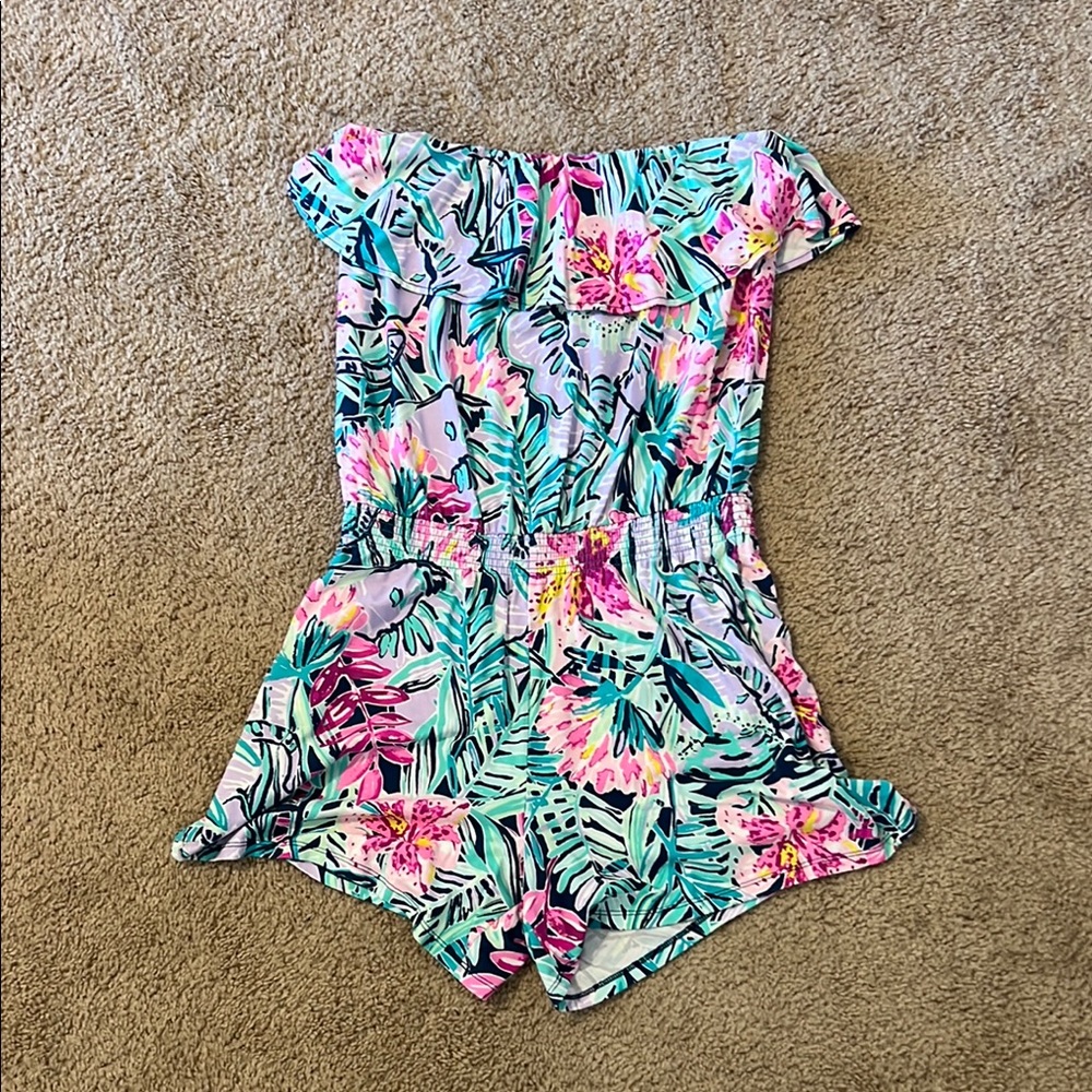 Lilly Pulitzer Pink and Green Floral Romper
